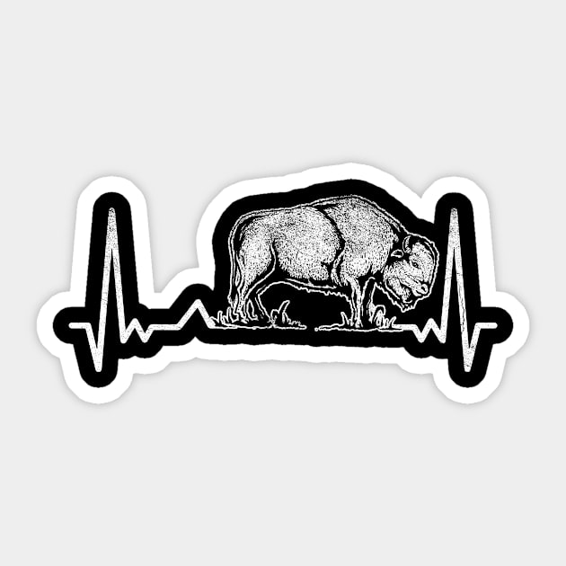 Buffalo Heatbeat Retro Bison Sticker by shirtsyoulike